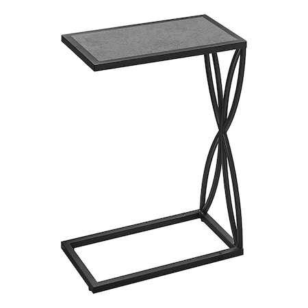 Monarch Specialties Accent Table - 25"H / Grey Stone-Look / Black Metal I 3305